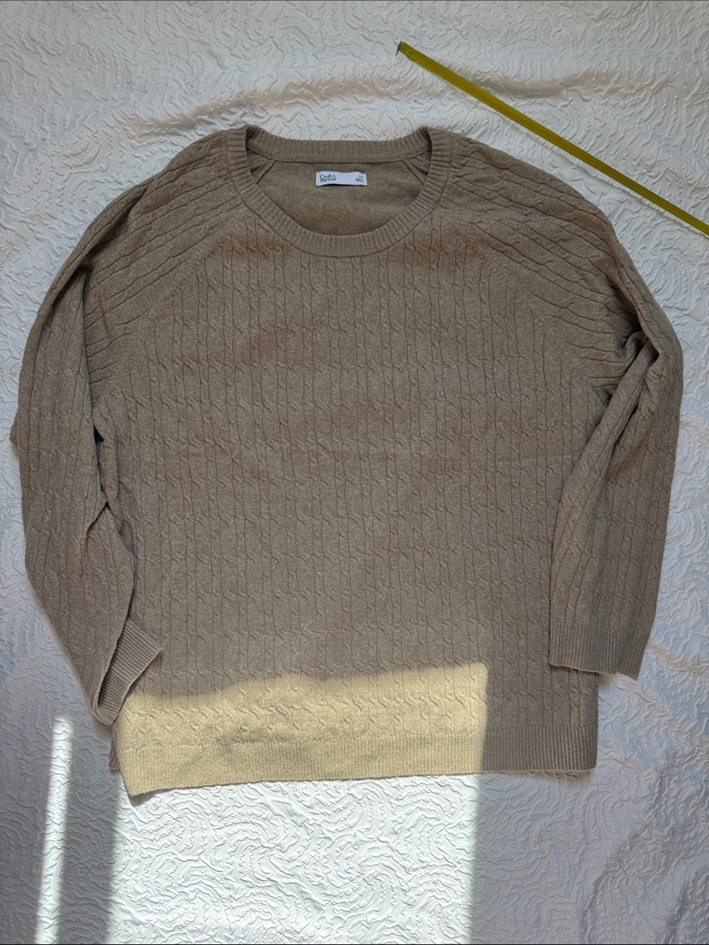 croft & barrow Beige Cable Knit Crewneck Sweater